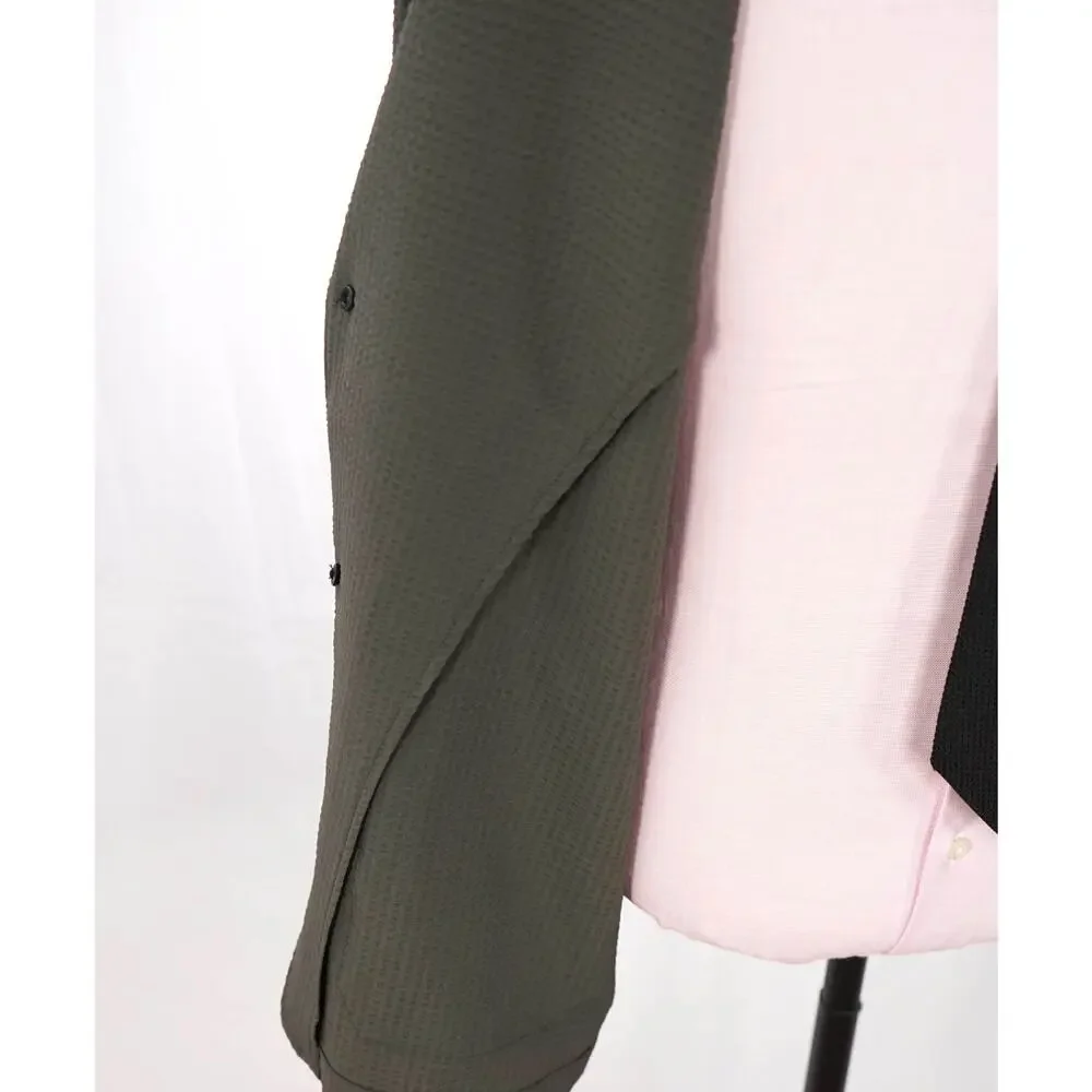 $895 EMPORIO ARMANI - Dark Green Seersucker Blazer - 40